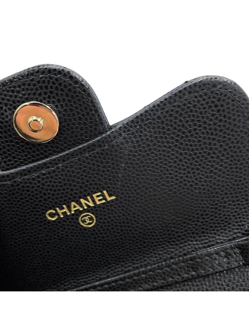 Chanel Chain Wallet Quilted CC Logo Mini Caviar Leather Black Shoulder